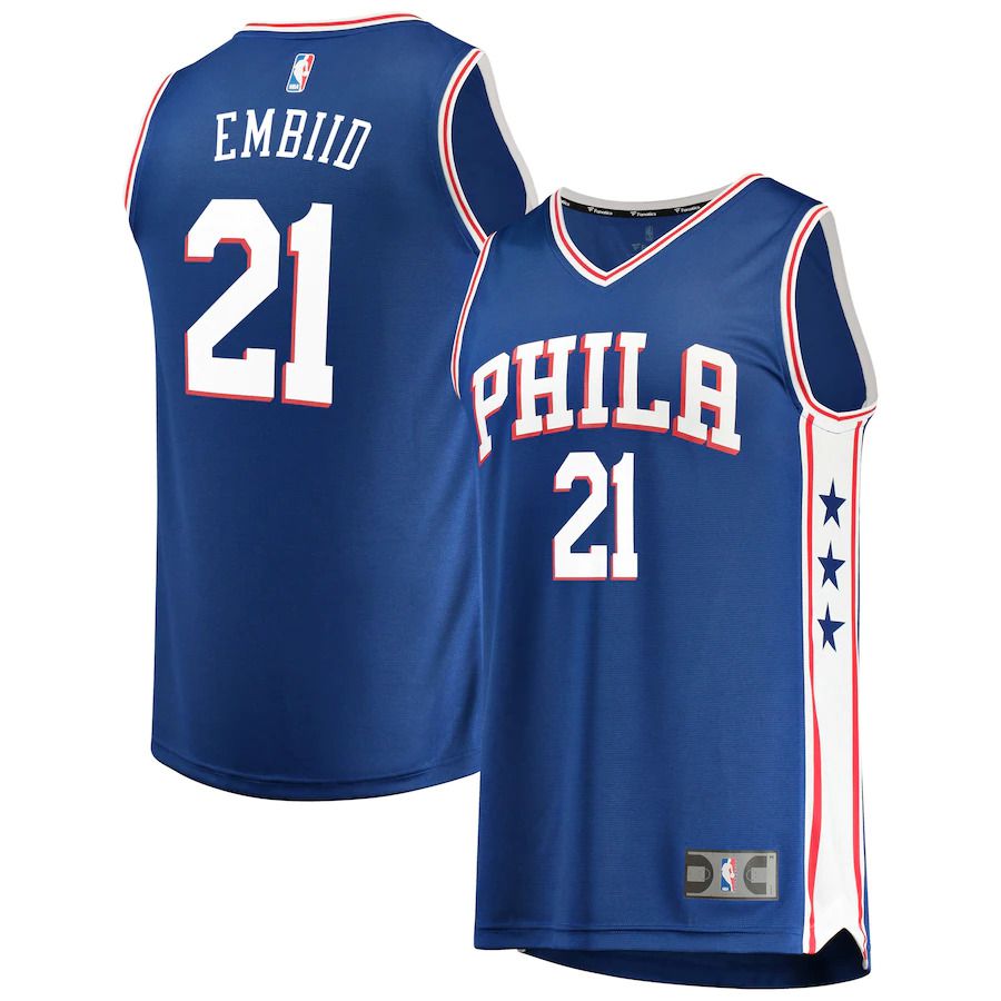 Men Philadelphia 76ers 21 Joel Embiid Fanatics Branded Royal Fast Break Replica Team Color Player NBA Jersey